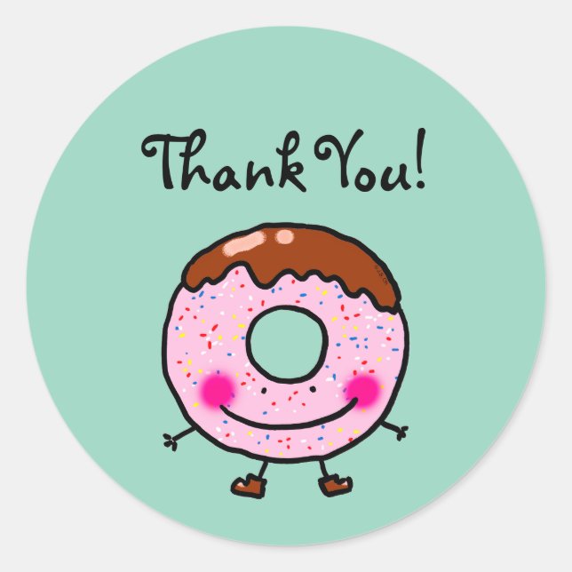 Smiling Donut Thank You Sticker (Front)