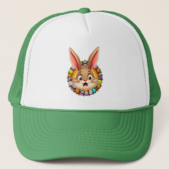 Smiling Easter Bunny – Floral Frame boné Trucker Hat (Front)