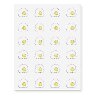 Smiling Egg Yolk Breakfast Food Diner Temporary Tattoos