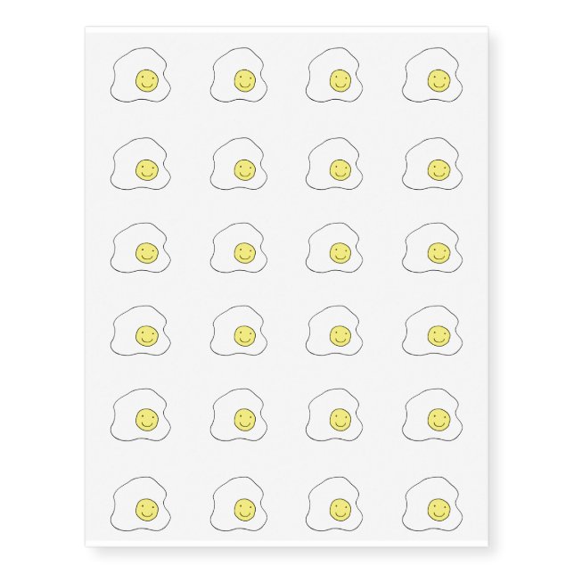 Smiling Egg Yolk Breakfast Food Diner Temporary Tattoos (Front)