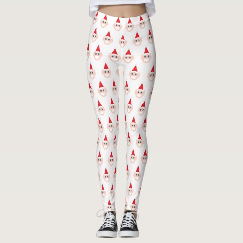 Smiling Elf Red Hat Winter Holiday Christmas Cute Leggings