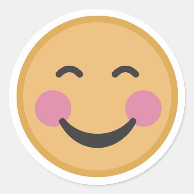 Smiling Emoji Blushing Face Classic Round Sticker (Front)
