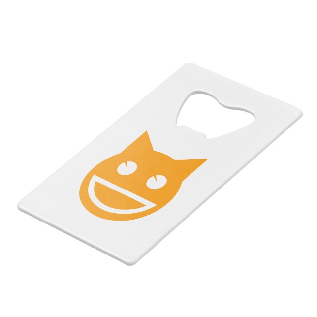 Smiling Emoji Cat Credit Card Bottle Opener (Front Angled)