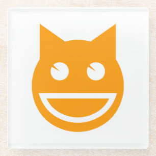 Smiling Emoji Cat Glass Coaster