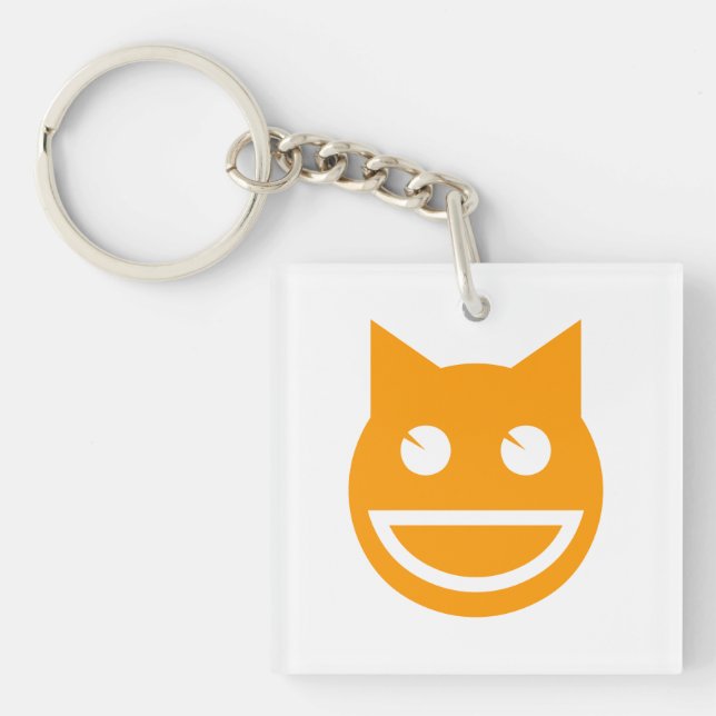 Smiling Emoji Cat Keychain (Front)