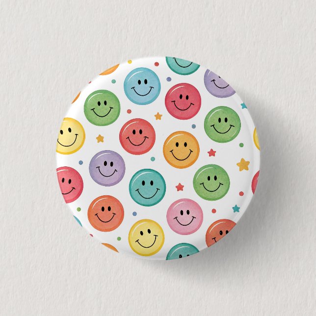 Smiling Emoji Pattern Button (Front)