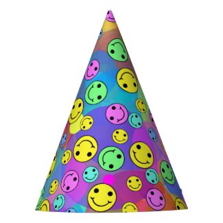 Smiling Emoji Rainbow Party Hat