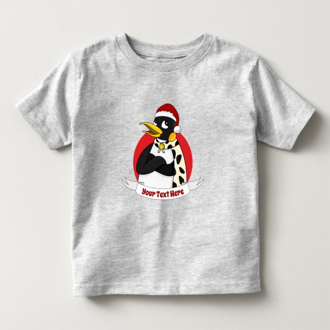 Smiling emperor penguin Christmas cartoon Toddler  Toddler T-shirt (Front)