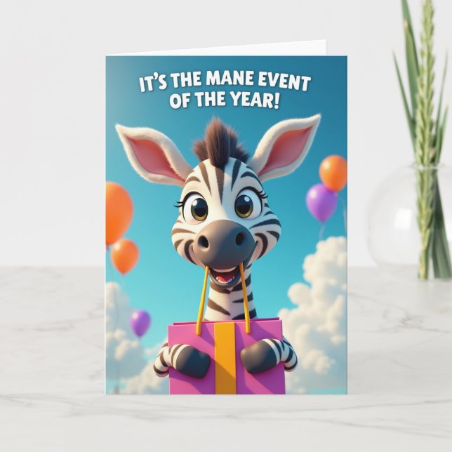 Smiling Equine Birthday Card (Front)