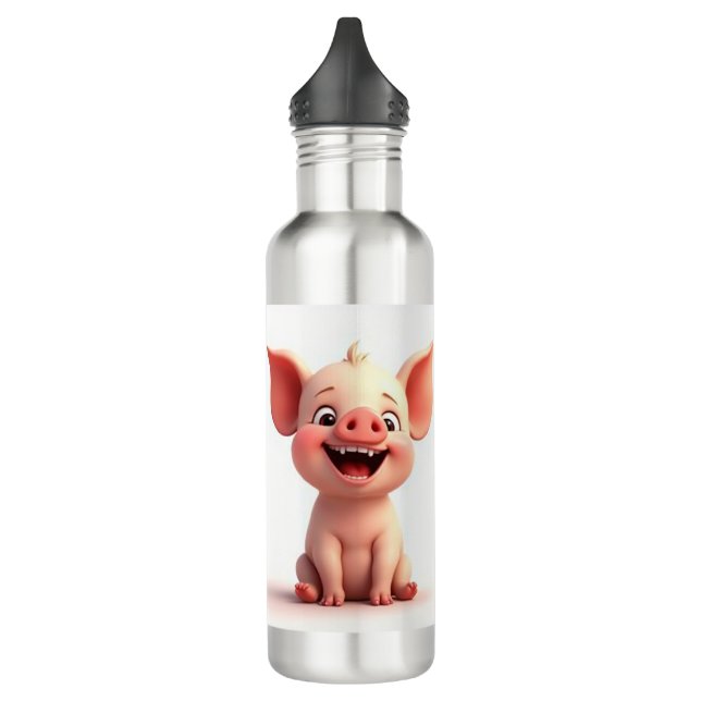 Smiling face baby pig stainless steel water bottle (Left)