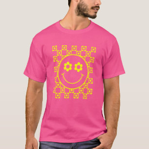 Smiling Face Checkered Happy Nice Day Graphic T-Shirt