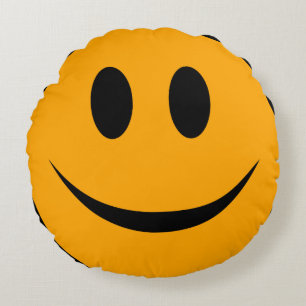 Smiling Face Emoji Round Pillow