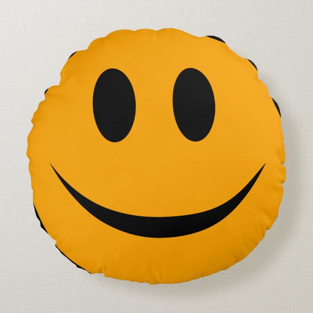 Smiling Face Emoji Round Pillow (Front)