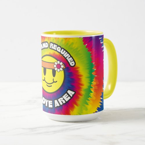 Smiling face groovy hippie 60s tie dye headband mug