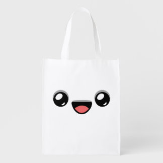 Smiling Face - Happy Jump Single Side Print Grocery Bag