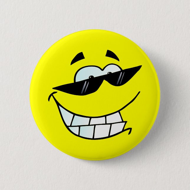 Smiling Face in Sun Glasses Button (Front)