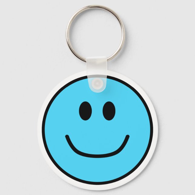 Smiling Face Keychain Blue 0002 (Front)