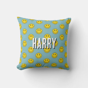 Smiling Face Pattern – Cute Yellow Smiles  custom  Throw Pillow