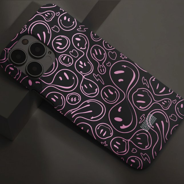 Smiling Face Pattern Groovy Happy Smile Pink Black Case-Mate iPhone Case (Smiling Face Pattern Groovy Happy Smile Pink Black Case-Mate iPhone Case
)