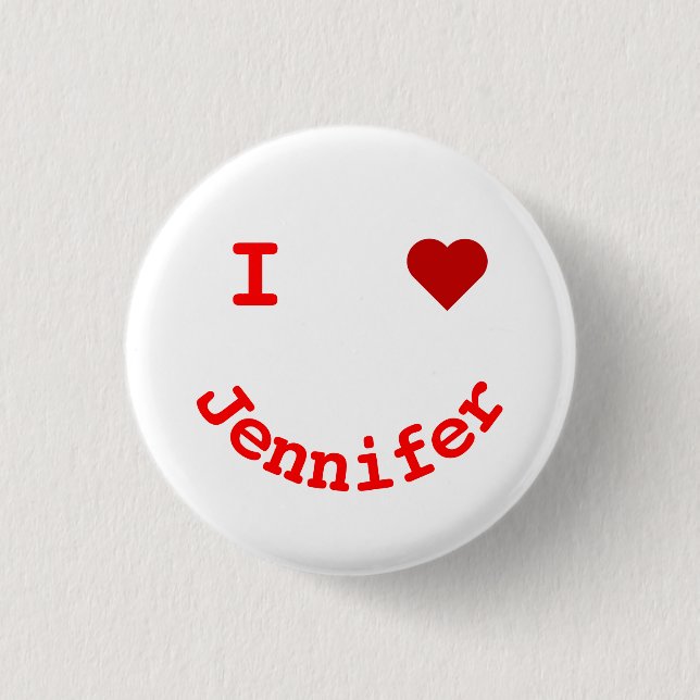 Smiling Face Personalized I Heart Button (Front)