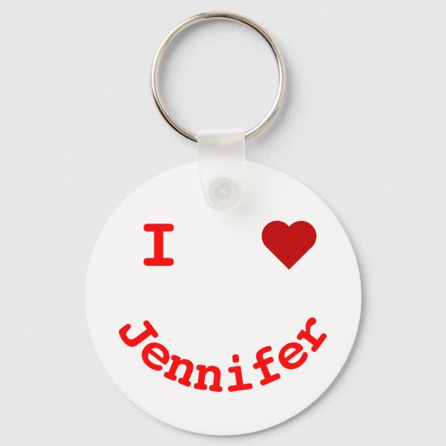 Smiling Face Personalized I Heart Keychain (Front)
