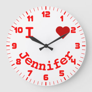 Smiling Face Personalized I Heart Large Clock