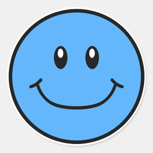 Smiling Face Stickers Blue 0001 | Zazzle