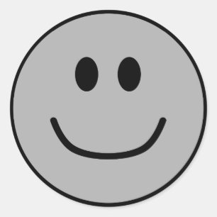 Smiling Face Stickers Grey 0002