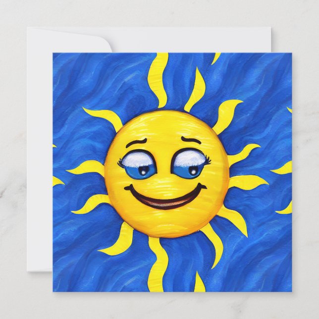 Smiling Face Sunny Sun Holiday Card (Front)