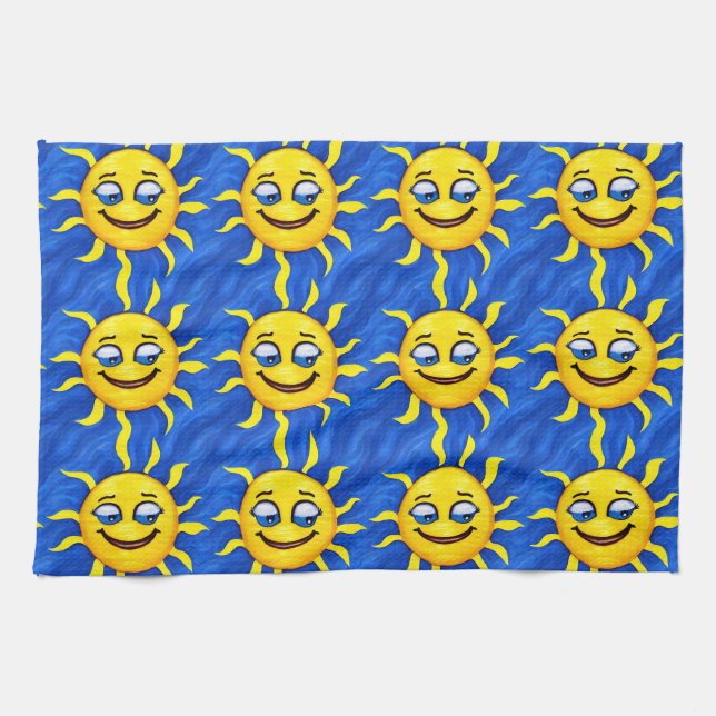 Smiling Face Sunny Sun Kitchen Towel (Horizontal)