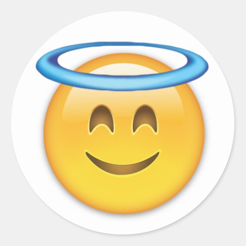 Smiling Face With Halo Emoji Classic Round Sticker