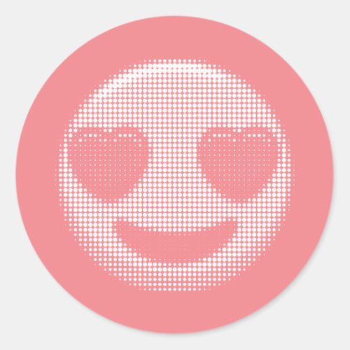 Smiling Face with Heart_Eyes halftone  Classic Round Sticker