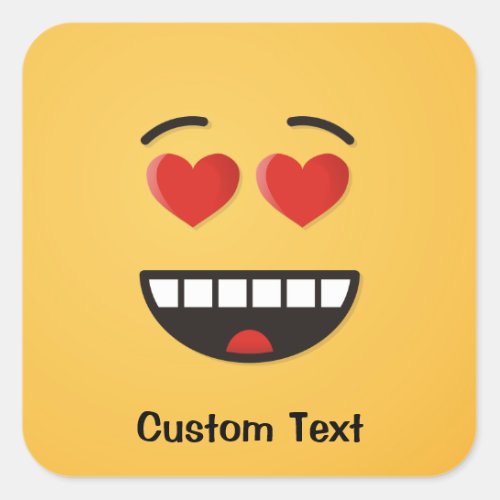 Smiling Face with Heart_Shaped Eyes Classic Round  Square Sticker