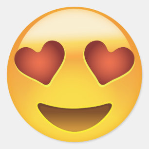Smiling Face With Heart Shaped Eyes Emoji Classic Round Sticker