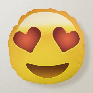 Smiling Face With Heart Shaped Eyes Emoji Round Pillow