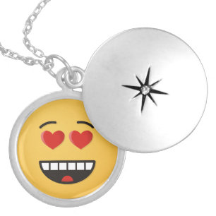 Smiling Face with Heart-Shaped Eyes Locket Necklace