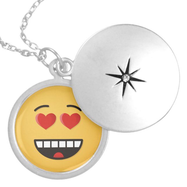 Smiling Face with Heart-Shaped Eyes Locket Necklace (Front)