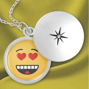 Smiling Face with Heart-Shaped Eyes Locket Necklace