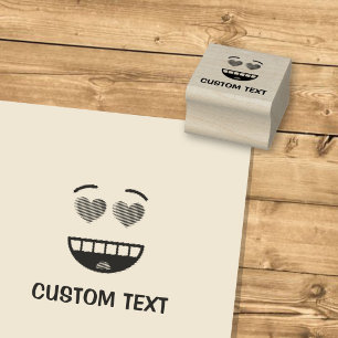 Smiling Face with Heart-Shaped Eyes Rubber Stamp
