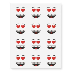 Smiling Face with Heart-Shaped Eyes Temporary Tattoos