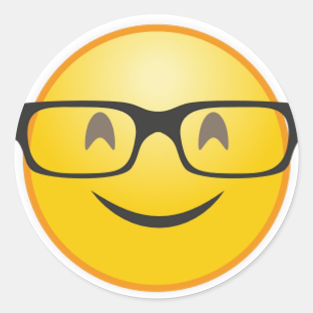 Smiling face with nerd glasses funny emoji sticker (Front)