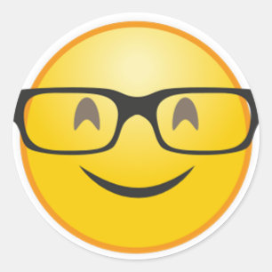 Smiling face with nerd glasses funny emoji sticker