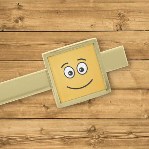 Smiling Face with Open Eyes Gold Finish Tie Bar