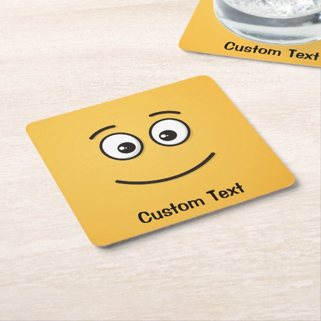 Smiling Face with Open Eyes Square Paper Coaster (Angled)