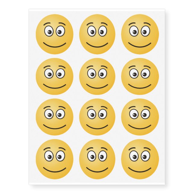 Smiling Face with Open Eyes Temporary Tattoos (Front)