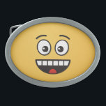 Smiling Face with Open Mouth Belt Buckle<br><div class="desc">A classic emoticon with an open mouth showing teeth and open eyes.</div>
