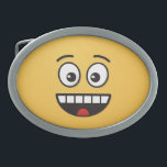 Smiling Face with Open Mouth Belt Buckle<br><div class="desc">A classic emoticon with an open mouth showing teeth and open eyes.</div>
