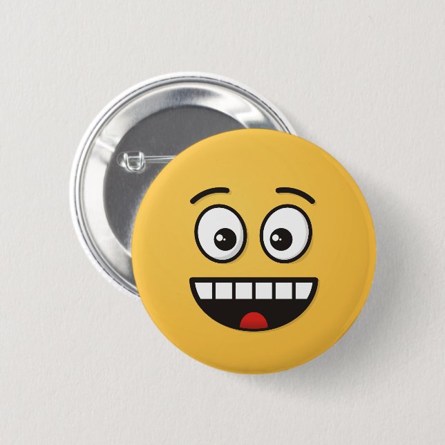 Smiling Face with Open Mouth Button (Front & Back)