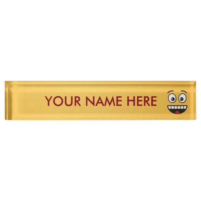 Smiling Face with Open Mouth Desk Name Plate (Front)