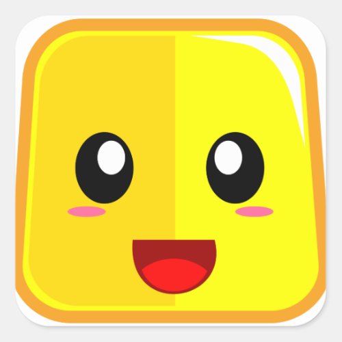 Smiling Face with Open Mouth Funny Emoji Square Sticker